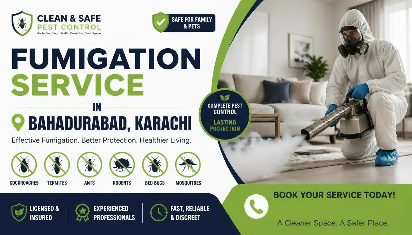 Accurate Fumigation technician at work in Bahadurabad, Karachi