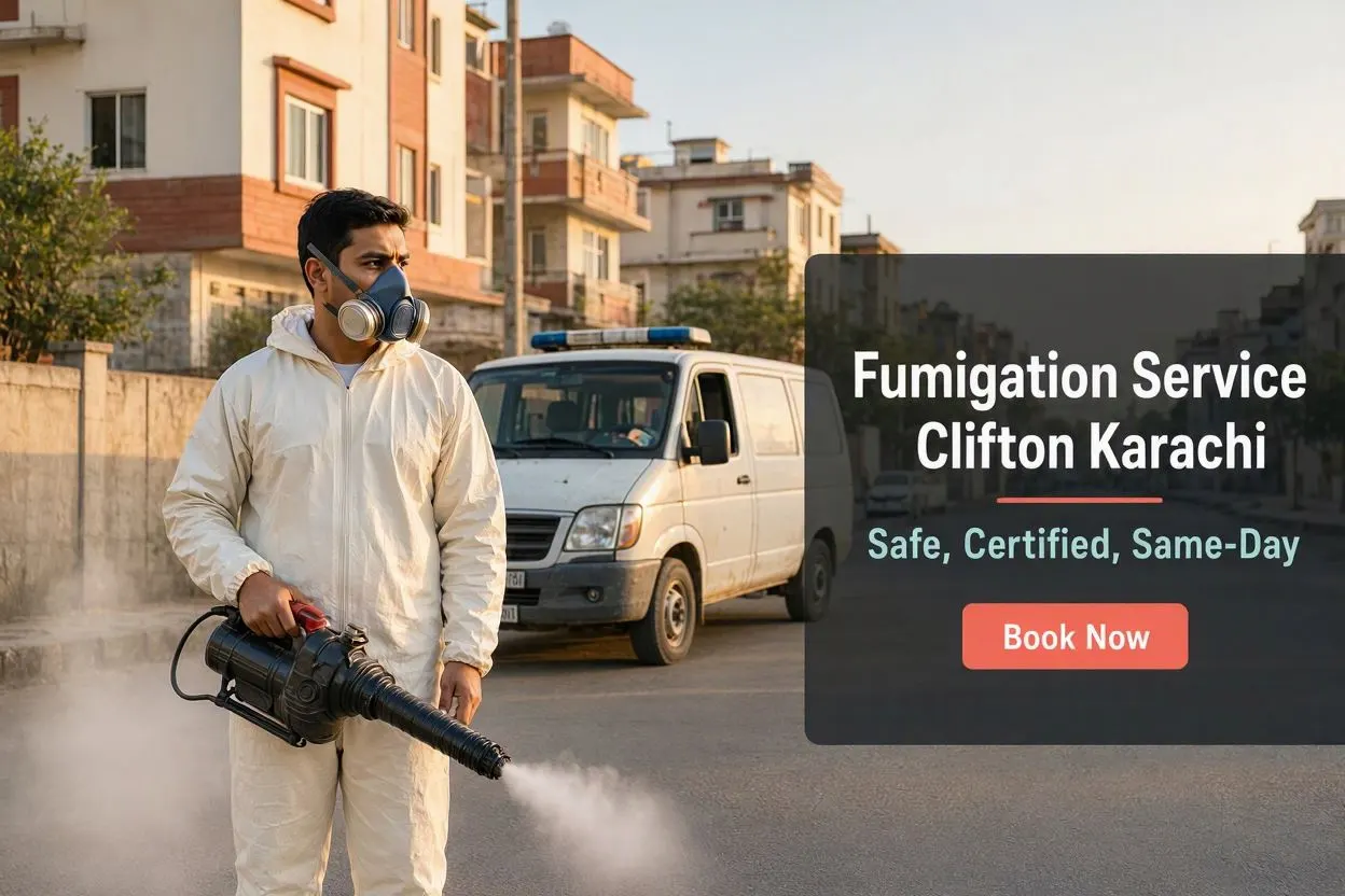 Accurate Fumigation technician at work in Clifton, Karachi