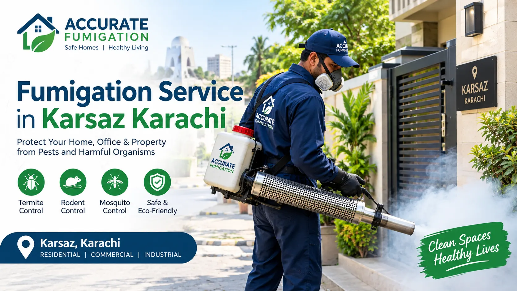 Accurate Fumigation technician at work in Karsaz, Karachi