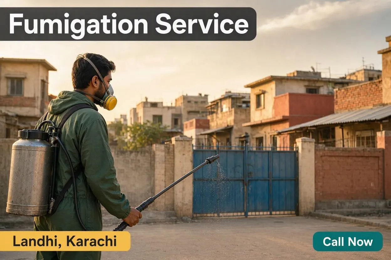 Accurate Fumigation technician at work in Landhi, Karachi