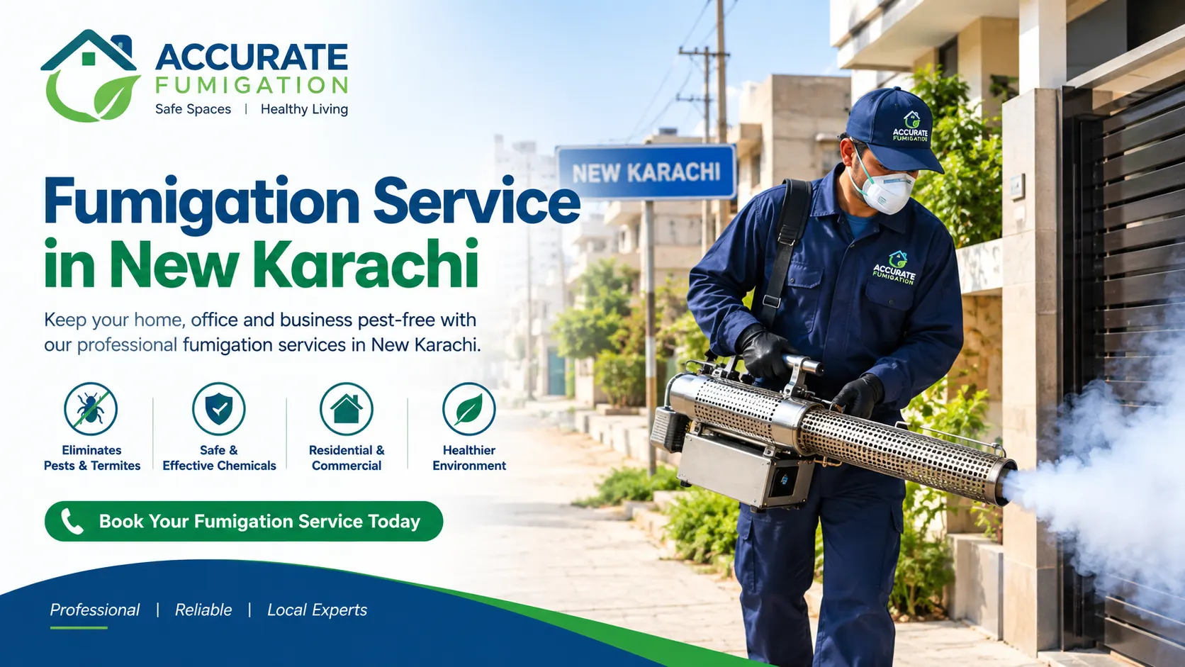 Accurate Fumigation technician at work in New Karachi, Karachi
